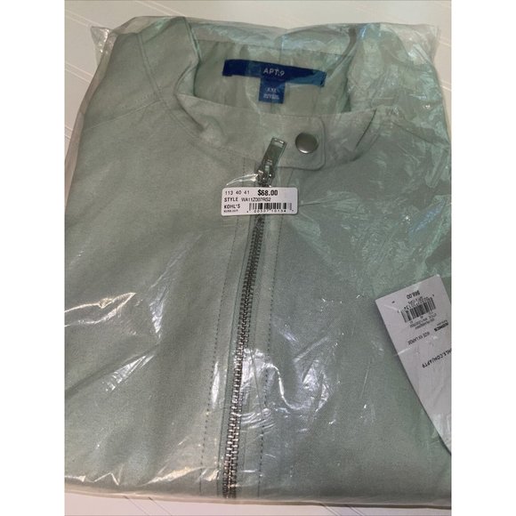 Women's Apt. 9 Long Sleeve Moto Jacket in Pearberry Green Size XXL Retail $68 - Picture 7 of 8